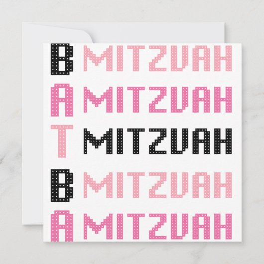 Bat Mitswa Uitnodiging in Roze en Zwart thema (Achterkant)