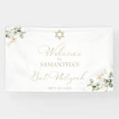 Bat Mitswa Welkomstbord Banners | Greenery Gilded (Horizontaal)