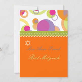 Bat Mitvah+Mod Bubbles/oranje/hete roze Kaart