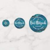 Bat Mitzvah 2 Foto Agaat Turquoise Ombre Script Confetti (Achterkanten)
