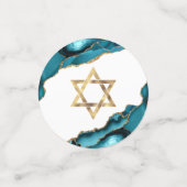 Bat Mitzvah 2 Foto Turquoise Agate Gold Script Confetti (Kleine voorkant)