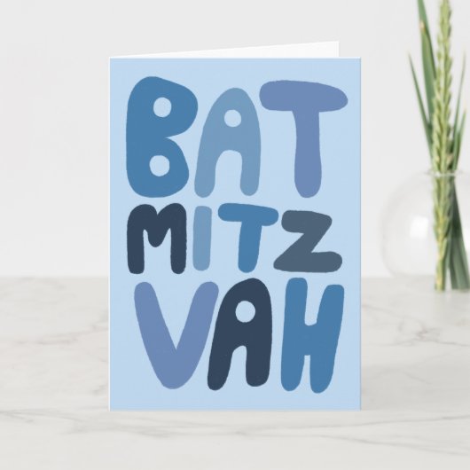 BAT MITZVAH Aanpasbare Moderne Bubbel Letters  Kaart (Voorkant)