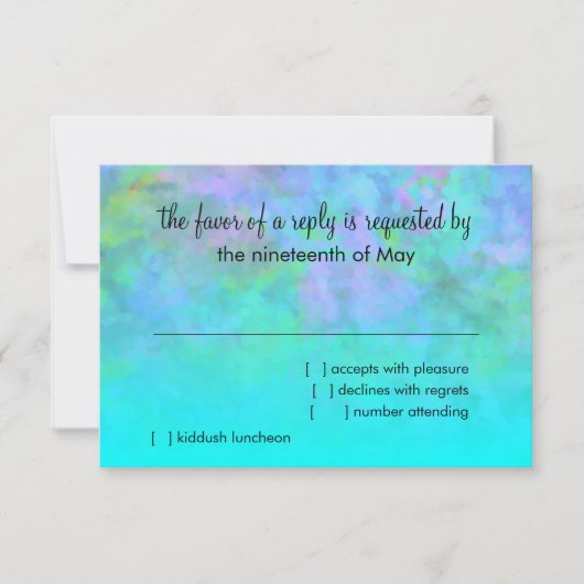 Bat Mitzvah Abstract Design in Turquoise RSVP Kaartje (Voorkant)