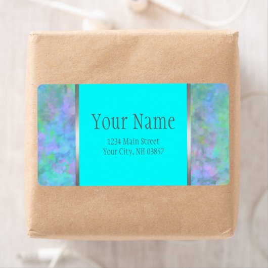 Bat Mitzvah Abstract Design in Turquoise Silver Etiket (Insitu)