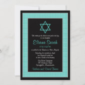 Bat mitzvah Aqua Blue Black Polka Dot Invitation (Devant)