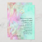 Bat mitzvah Aqua Tie Dye Conception Invitation (Devant / Derrière)