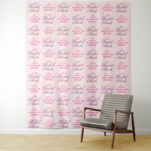 Bat Mitzvah Backdrop Stap en Herhaal Banner Wandkleed (In situ)