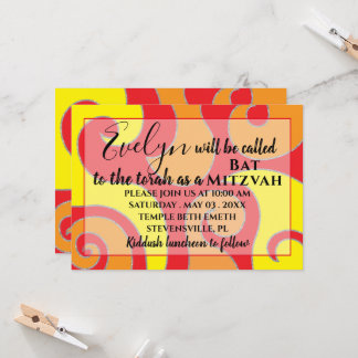Bat Mitzvah Bar Mitzvah Silvery Swirls Invitation Kaart