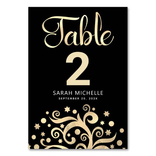 Bat Mitzvah Black Gold Foil Tree of Life Script Kaart (Voorkant)