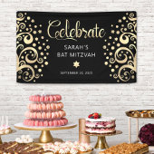 Bat Mitzvah Black Gold Foil Tree of Life Script Spandoek