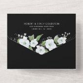 Bat Mitzvah Black Silver Script Waterverf Floral All In One Uitnodiging (Achterkant)