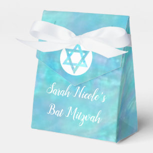 Bat Mitzvah Blauw Opal Modern Chic Glam Party Bedankdoosjes