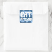 BAT MITZVAH Blauwe Wavy Stripes Vierkante Sticker (Tas)