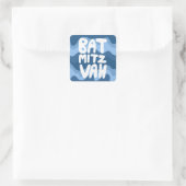BAT MITZVAH Blauwe Wavy Stripes Vierkante Sticker (Tas)