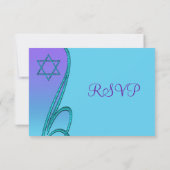 Bat mitzvah bleu pourpre et Turquoise RSVP (Dos)