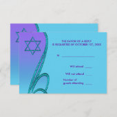 Bat mitzvah bleu pourpre et Turquoise RSVP (Devant / Derrière)