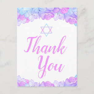 Bat Mitzvah Bloemen Roze Hydrangea Dank u Briefkaart