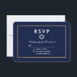 Bat mitzvah Blue et Gold RSVP<br><div class="desc">Carte RSVP bat mitzvah bleu et or</div>