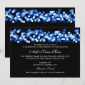 Bat Mitzvah Blue Hollywood Glam Kaart (Voorkant / Achterkant)