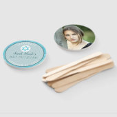 Bat Mitzvah Blue Opal Chic Waterverf Foto Handwaaier (Niet-gemonteerd)