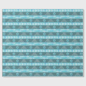 Bat Mitzvah Blue Opal Stylish Stripe Pattern Cadeaupapier (Vlak)