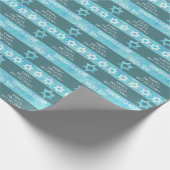 Bat Mitzvah Blue Opal Stylish Stripe Pattern Cadeaupapier (Hoek)