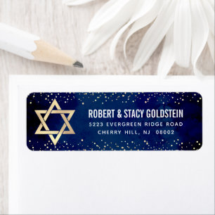 Bat Mitzvah Bold Navy Gold Glitter Retouradres Etiket