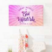 Bat Mitzvah Bold Retro Boho Roze Oranje Gradient Spandoek (Insitu)