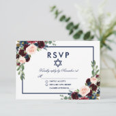 Bat Mitzvah Bourgogne Bleu Floral RSVP (Debout devant)