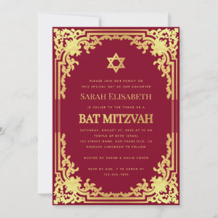 Bat Mitzvah Bourgondië Nepgoud Vintage Religieus Kaart