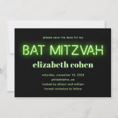 Bat Mitzvah Bright Green Neon licht sparen de datu Kaart (Voorkant)