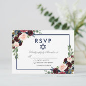 Bat Mitzvah Burgundy Blaal Silver RSVP (Staand voorkant)