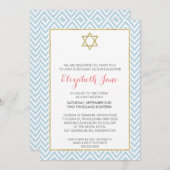 BAT MITZVAH chevron patroon goud glitterig blauw Kaart (Voorkant / Achterkant)