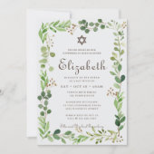 Bat Mitzvah Classic Script Waterverf Foliage Kaart (Voorkant)