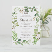 Bat Mitzvah Classic Script Waterverf Foliage Kaart (Staand voorkant)