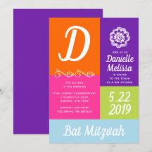 Bat Mitzvah Color Block Invitation