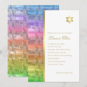 Bat Mitzvah Colorful Rainbow Star Damask Kaart (Voorkant / Achterkant)