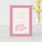 Bat Mitzvah Congratulations, Pink Tree Kaart (Gele Bloem)