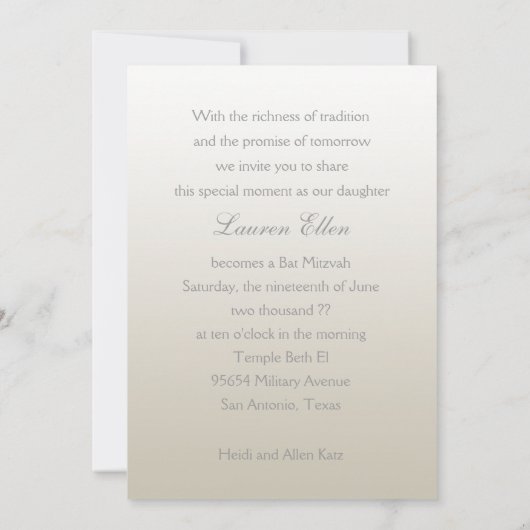 Bat Mitzvah Crystal Snowflake Star van David Kaart (Achterkant)