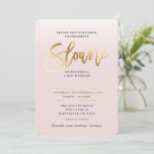 Bat mitzvah CUSTOM Invitation or rose pâle SLOANE (Debout devant)