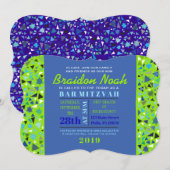 BAT MITZVAH de la barre STAR WALL Invitation Lime  (Devant / Derrière)