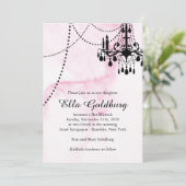 Bat mitzvah de lustre Invitation sur marbre rose (Debout devant)
