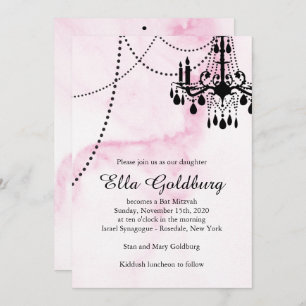 Bat mitzvah de lustre Invitation sur marbre rose