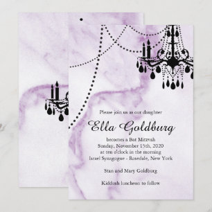 Bat mitzvah de lustre Invitation sur marbre violet