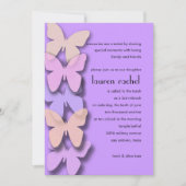 Bat Mitzvah Dimensional Butterfly Border Paars Kaart (Voorkant)