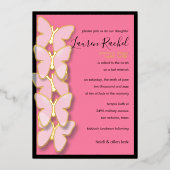 Bat Mitzvah Dimensionale Vlinder Rand Folie Uitnodiging (Voorkant)