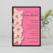 Bat Mitzvah Dimensionale Vlinder Rand Folie Uitnodiging (Staand Voorkant)