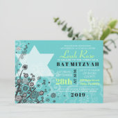 BAT MITZVAH d'invitation STAR FLOWERS Invitation (Debout devant)
