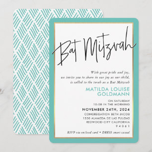 BAT MITZVAH eenvoudig minimalistisch modern muntgo Kaart