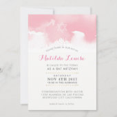 BAT MITZVAH élégant couleur rose pâle invitation (Devant)